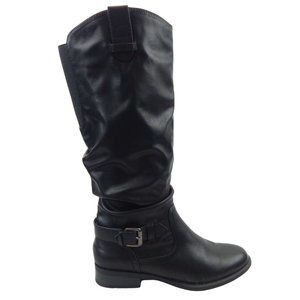 White Mountain Women's Black Knee High Riding Boots With Buckle Size 8